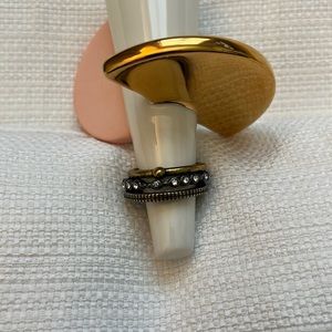 SILPADA K&R BRONZE JEWELRY & CUBIC ZIRCONIA SIZE 10 STACKABLE RINGS
